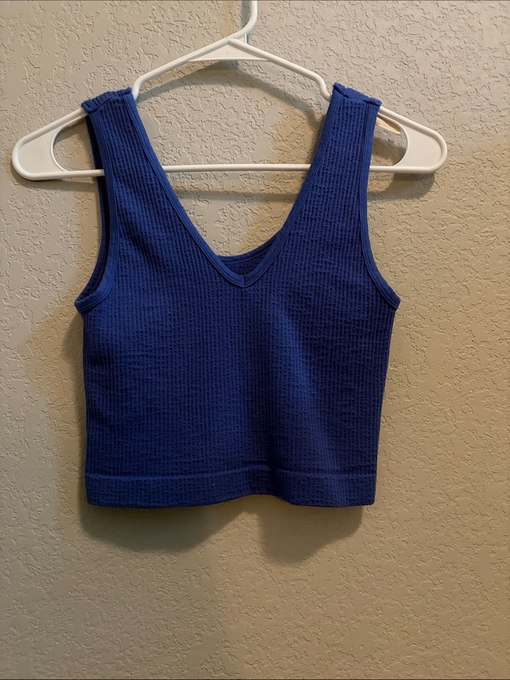 By Together Royal Blue Ribbed V-Neck Tank Top - Women